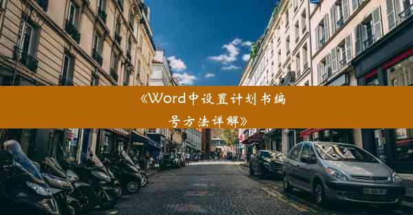 <b>《Word中设置计划书编号方法详解》</b>