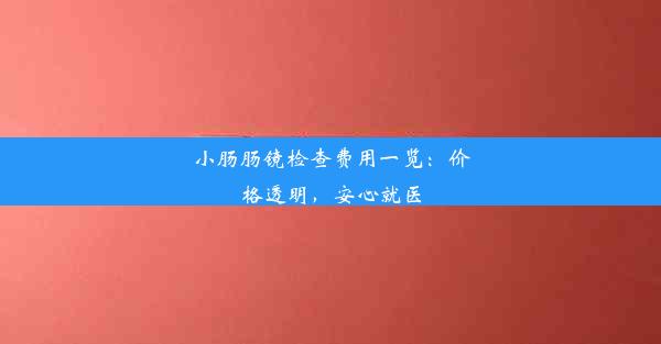 小肠肠镜检查费用一览：价格透明，安心就医