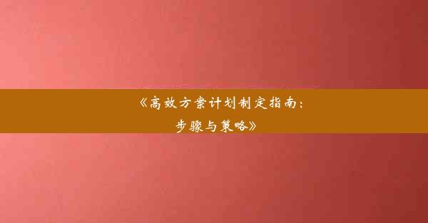 《高效方案计划制定指南：步骤与策略》