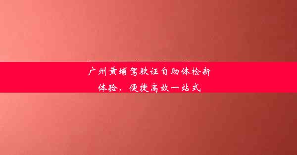 广州黄埔驾驶证自助体检新体验，便捷高效一站式