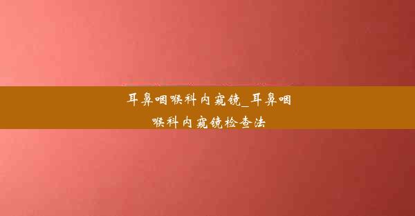 耳鼻咽喉科内窥镜_耳鼻咽喉科内窥镜检查法