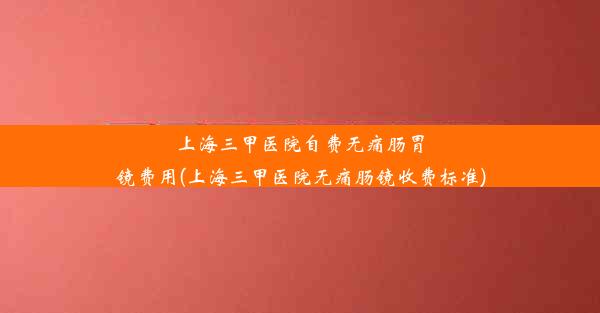 上海三甲医院自费无痛肠胃镜费用(上海三甲医院无痛肠镜收费标准)